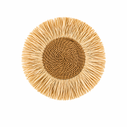 Décoration murale ronde en fibres naturelles Ø37 cm – Style bohème