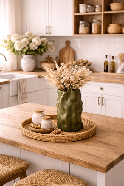 Vase design vert texturé – Esprit naturel & bohème