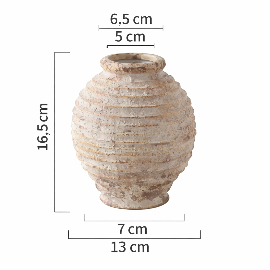 Vase céramique texturé effet vieilli – Style bohème naturel