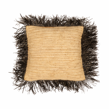 Coussin Bohème en Raphia Tissé Main – Housse Décorative 40x40 cm