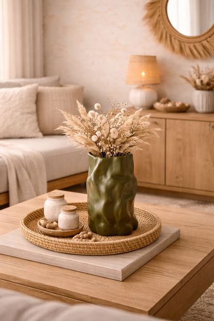 Vase design vert texturé – Esprit naturel & bohème