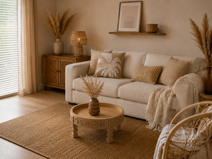 Table basse en manguier – Style bohème artisanal
