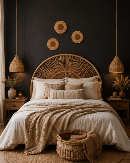 Décoration murale ronde en fibres naturelles Ø37 cm – Style bohème