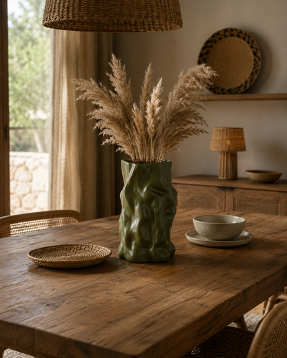 Vase design vert texturé – Esprit naturel & bohème