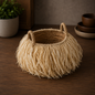 Panier Bohème en Feuilles de Bananier & Raphia – Cache-pot Décoratif