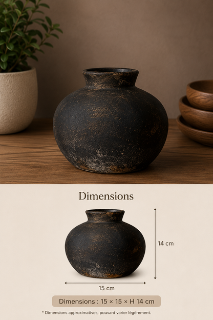 Vase décoratif en céramique effet vieilli – Style wabi-sabi bohème ￼