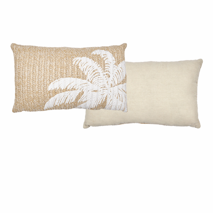 Coussin en jacinthe naturel motif feuille – Déco bohème chic