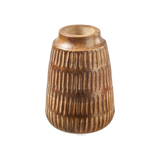 Vase en bois sculpté – Style bohème naturel