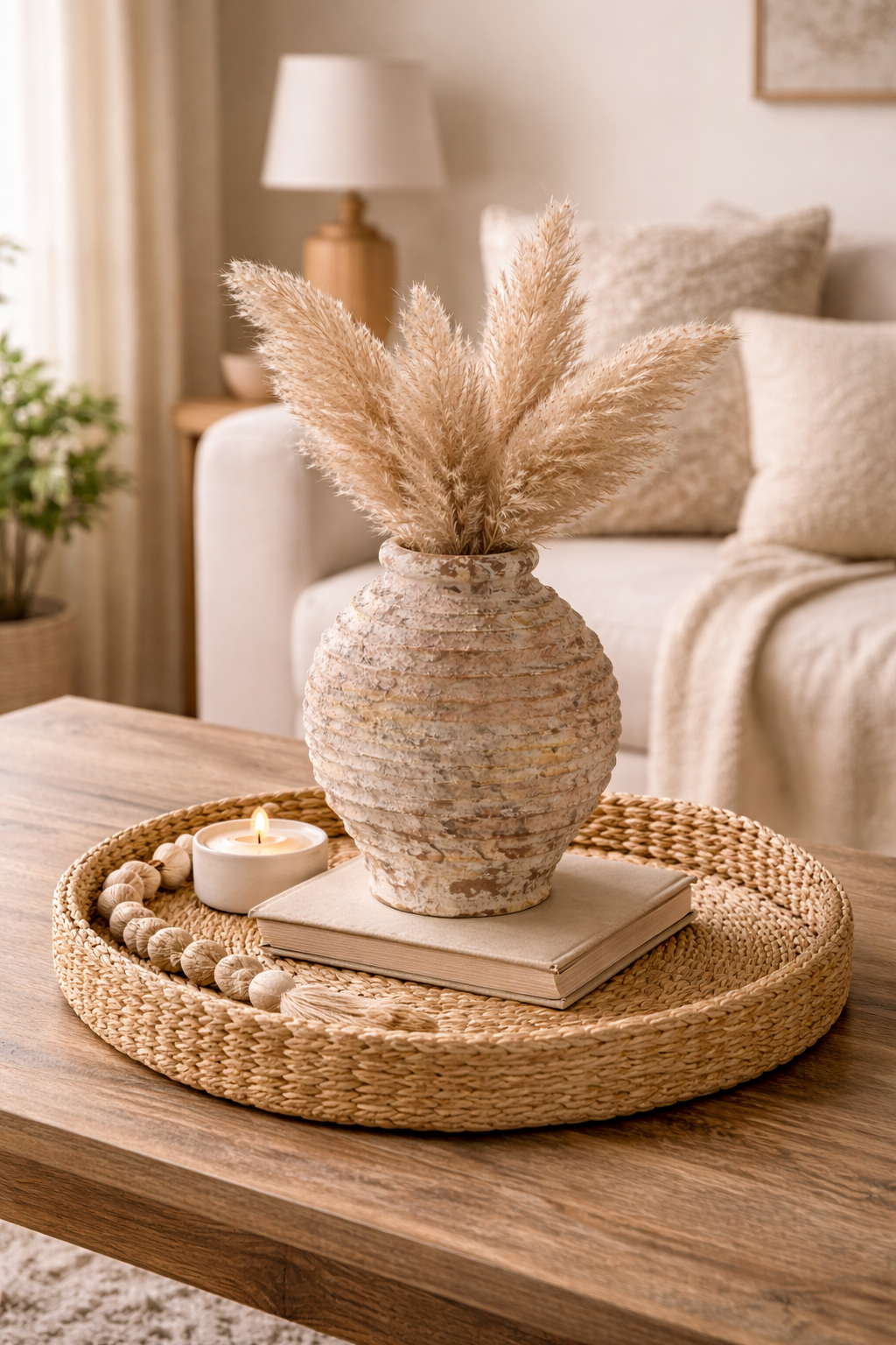 Vase céramique texturé effet vieilli – Style bohème naturel