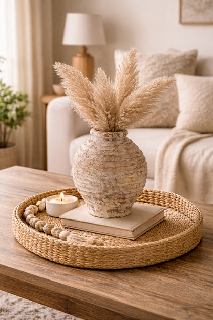 Vase céramique texturé effet vieilli – Style bohème naturel